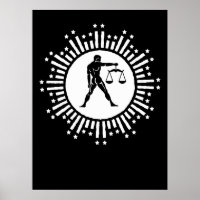 Libra Zodiac-Symbol mit Sternen Schwarz-Weiß