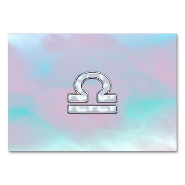 Libra Zodiac Symbol Mutter von Perlenstil Tischnummer (Vorderseite)