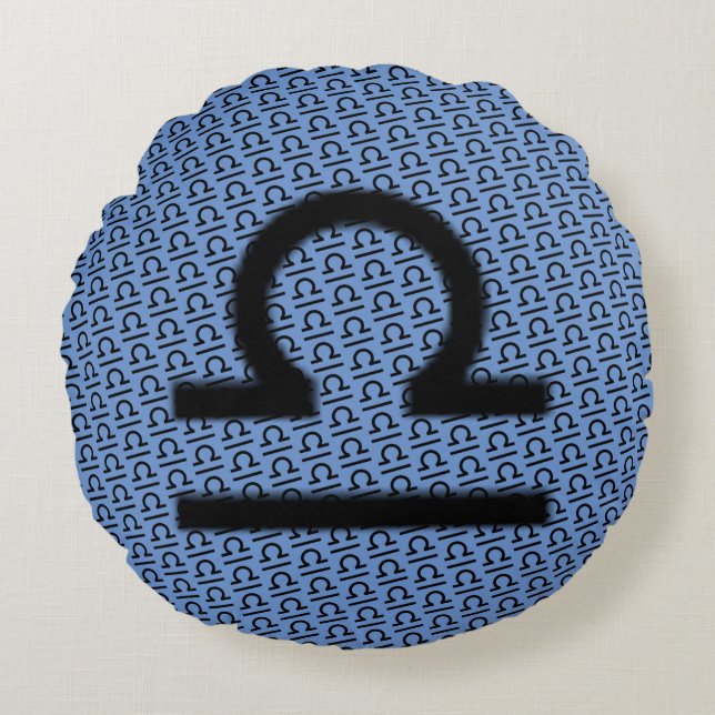 Libra Zodiac Symbol Standard von Kenneth Yoncich Rundes Kissen (Vorderseite)