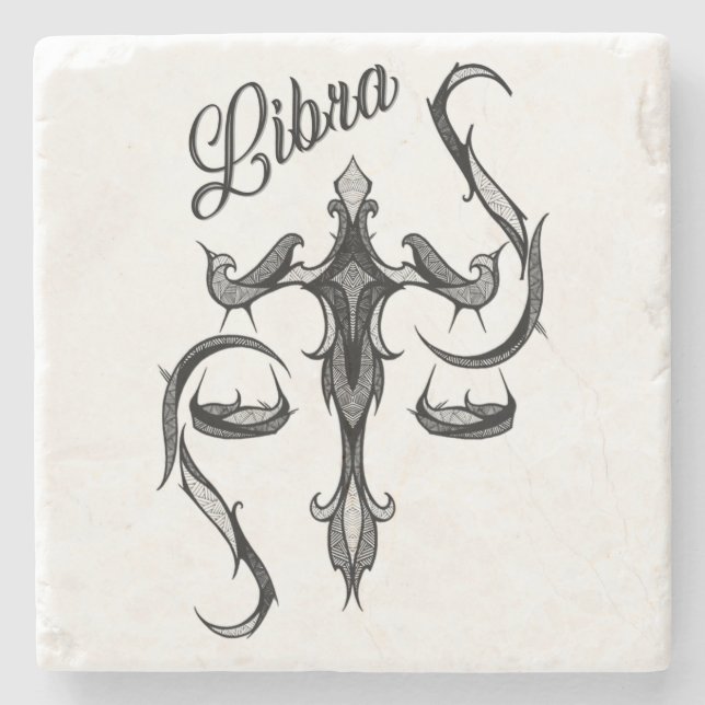 Libra Zodiac-Symbol Steinuntersetzer (Vorderseite)
