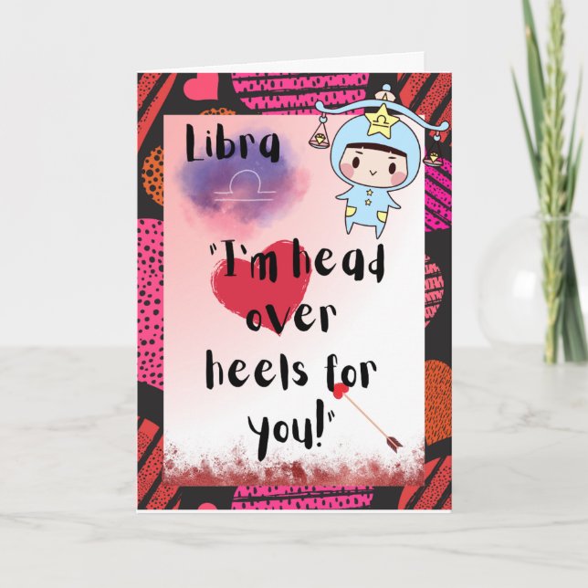 Libra Zodiac Valentines Carte personnalisée (Devant)