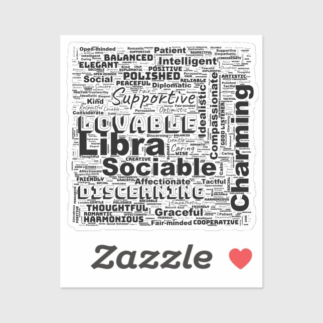 Libra Zodiac Word Cloud Inspiration Aufkleber (Blatt)