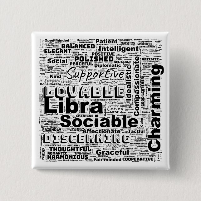 Libra Zodiac Word Cloud Inspiration Taste Button (Vorderseite)