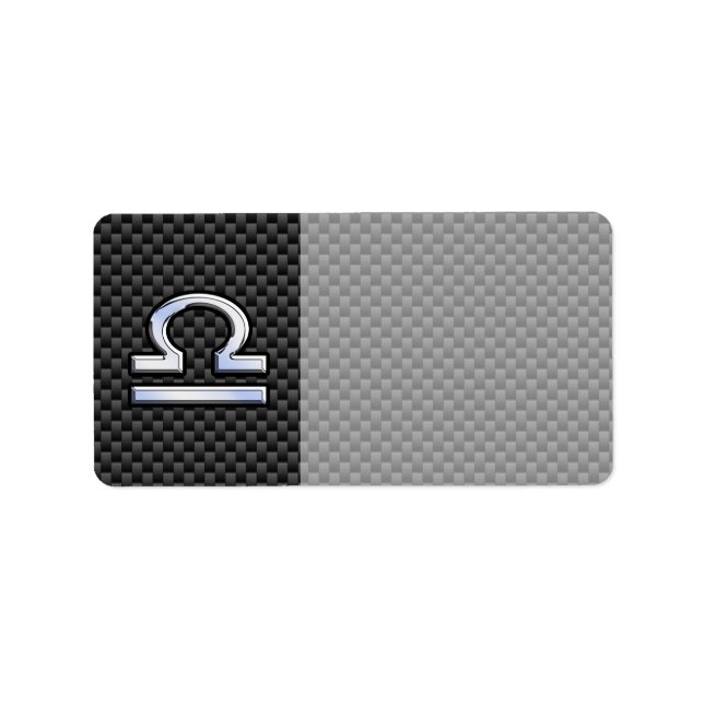 Libra Zodiac-Zeichen auf Carbon Fibre Print Adressaufkleber (Vorne)