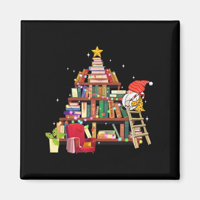 Librarian And Book Lover Christmas Library Tree Li Magnet (Vorne)