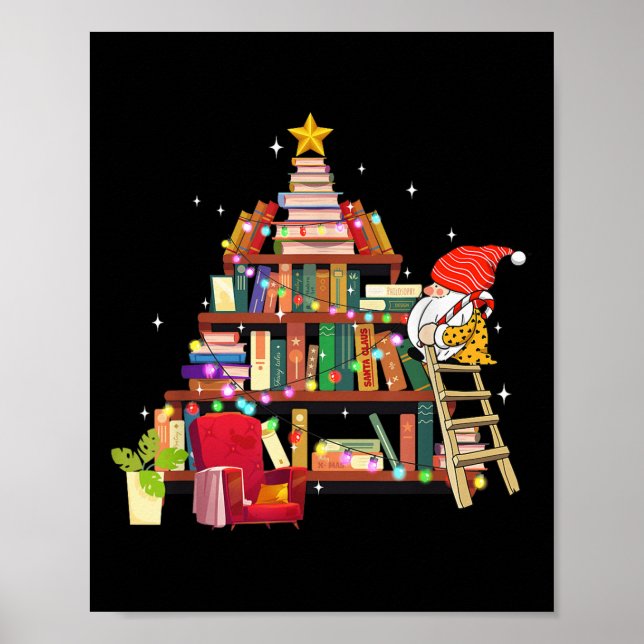Librarian And Book Lover Christmas Library Tree Li Poster (Vorne)