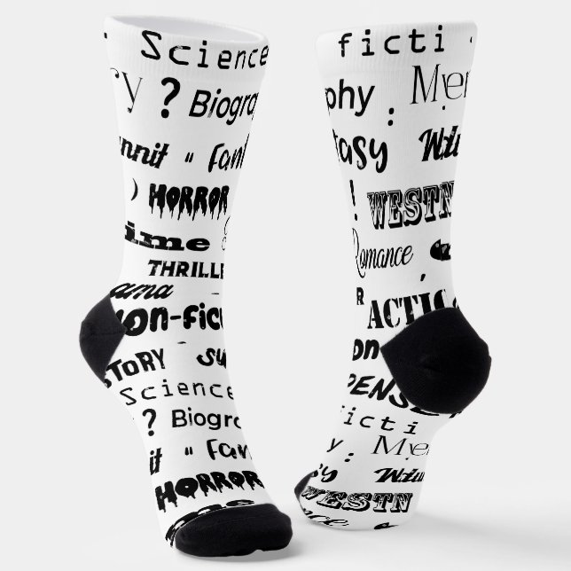 Librarian Author Book Lover Black and White Socken (Gewinkelt)
