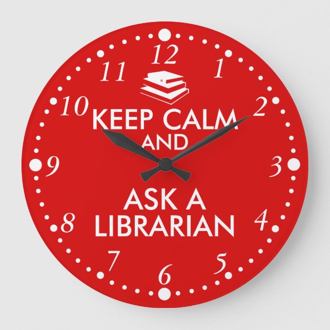 Librarian Gifts Behalt Calm Frage eine biblische A Große Wanduhr (Vorderseite)