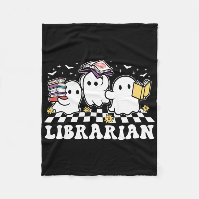 Librarian Niedlich Ghost Book Reading Funny Hallow Fleecedecke (Vorderseite)