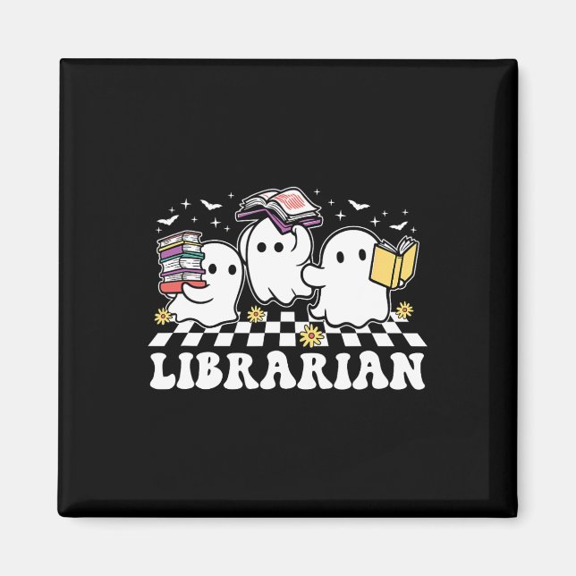 Librarian Niedlich Ghost Book Reading Funny Hallow Magnet (Vorne)