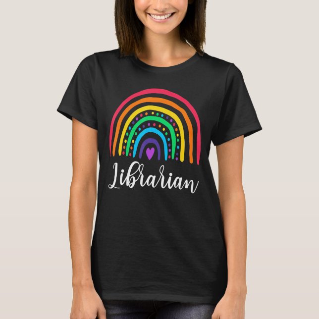 Librarian Rainbow Leopard School T-Shirt (Vorderseite)