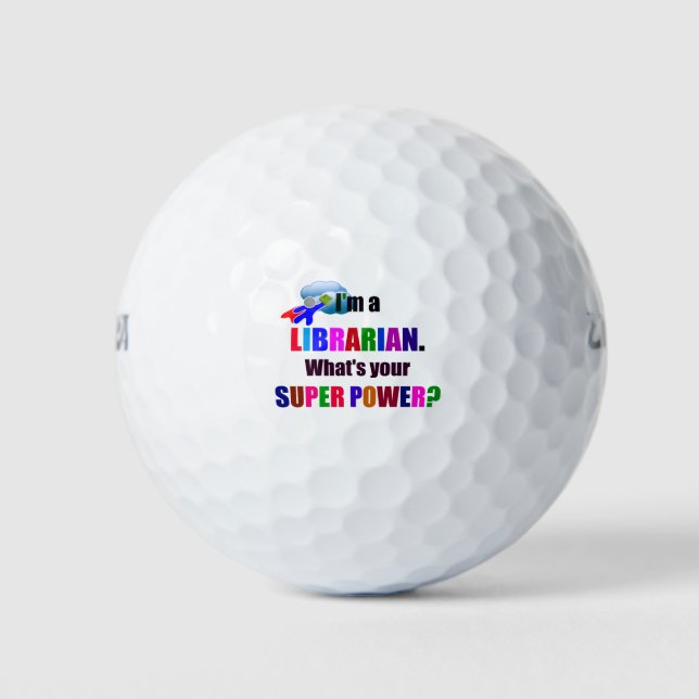 Librarian Superhero, buntes Fun Design Golfball (Vorderseite)