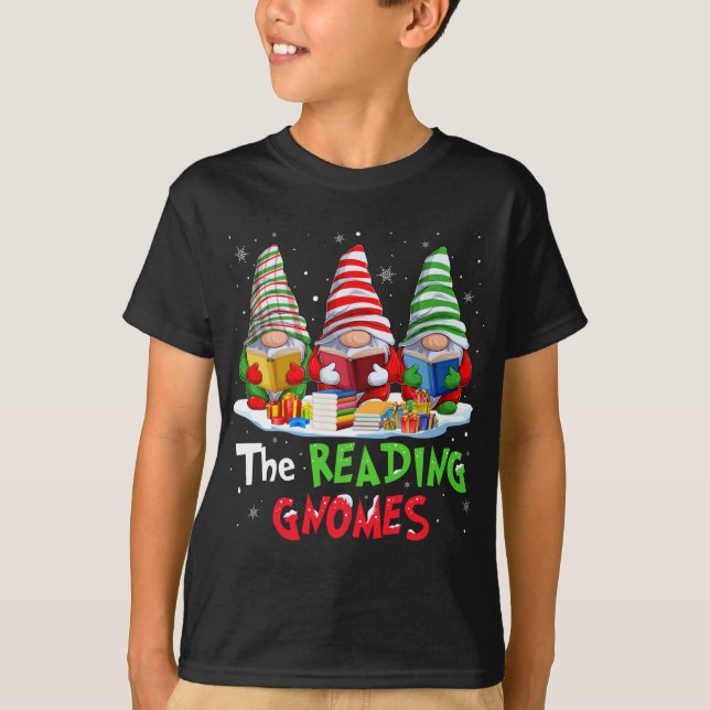 Librarian The Reading Gnomes Weihnachtslustig für  T-Shirt (Vorderseite)