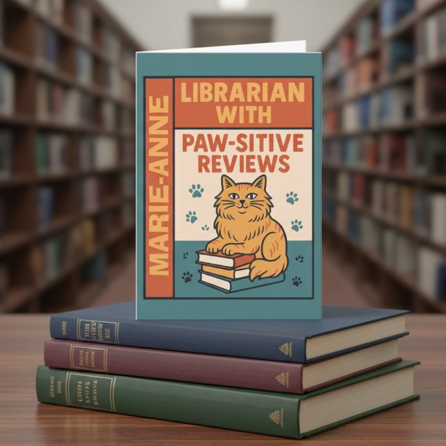 Librarian With Paw-sitive Reviews Cat & Book Lover Karte (Von Creator hochgeladen)