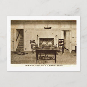 Library, Beach Haven, NJ Vintag Postkarte