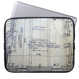Library Blueprint Laptop Sleeve