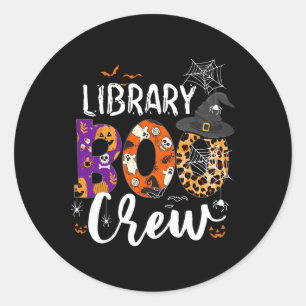 Library Boo Crew School Librarian Halloween Librar Runder Aufkleber