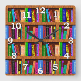 Library Book Shelf Pattern for Readers Quadratische Wanduhr