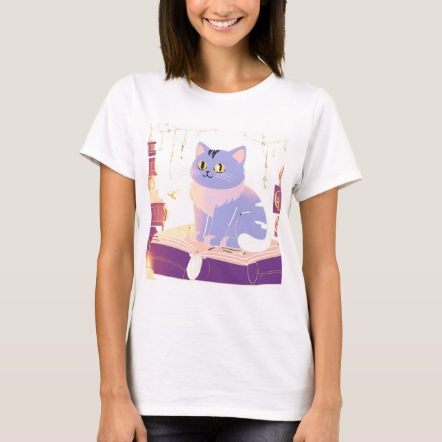 Library Cat Café T-Shirt (Vorderseite)