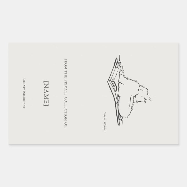 Library Cat- Ex Libris Bookplate Sticker (Vorderseite)