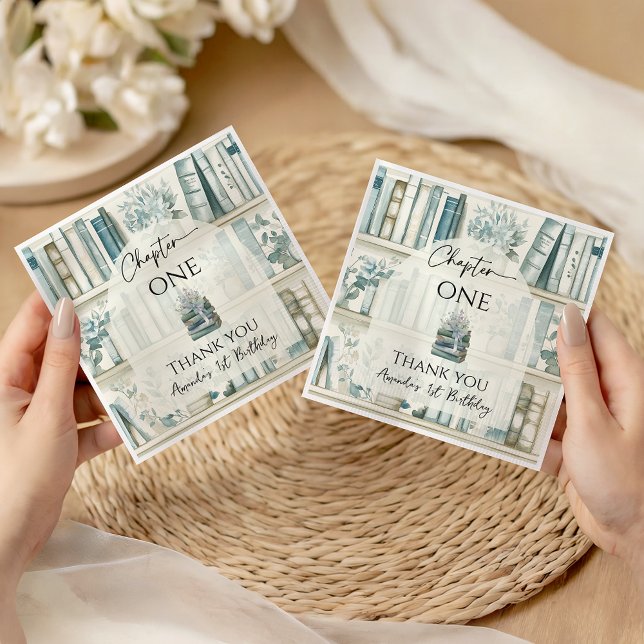 Library Chapter ONE Blue Boy Book 1st Birthday Serviette (Von Creator hochgeladen)