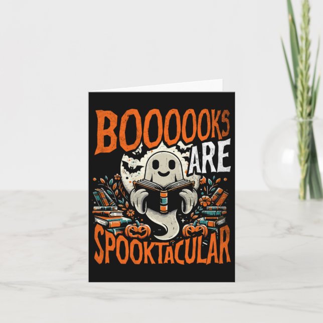 Library Halloween Shirt Book Lover Design Ghost Wi Karte (Vorderseite)