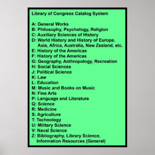 Library of Congress Catalog System: Neongrün H Poster