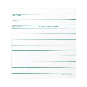 Library Pocket Card - Blau Notizblock