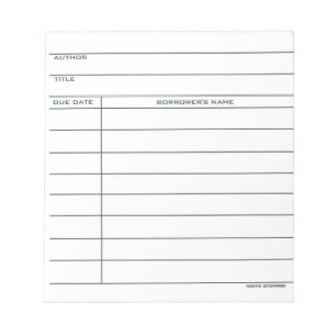 Library Pocket Card - Notizblock