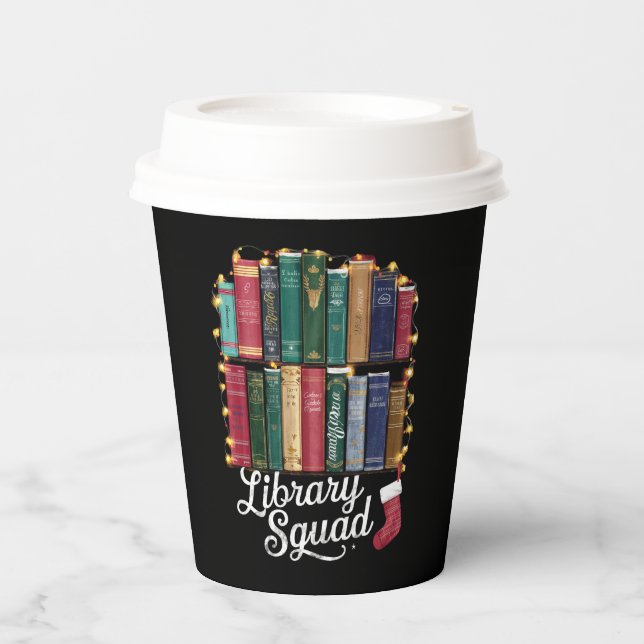 Library Squad Christmas Book Lovers Team Reading Pappbecher (Vorderseite)