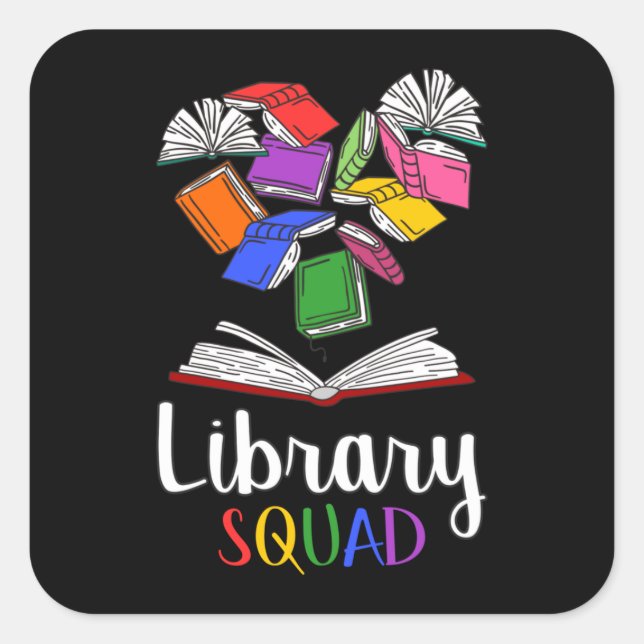 Library Squad I Quadratischer Aufkleber (Vorderseite)