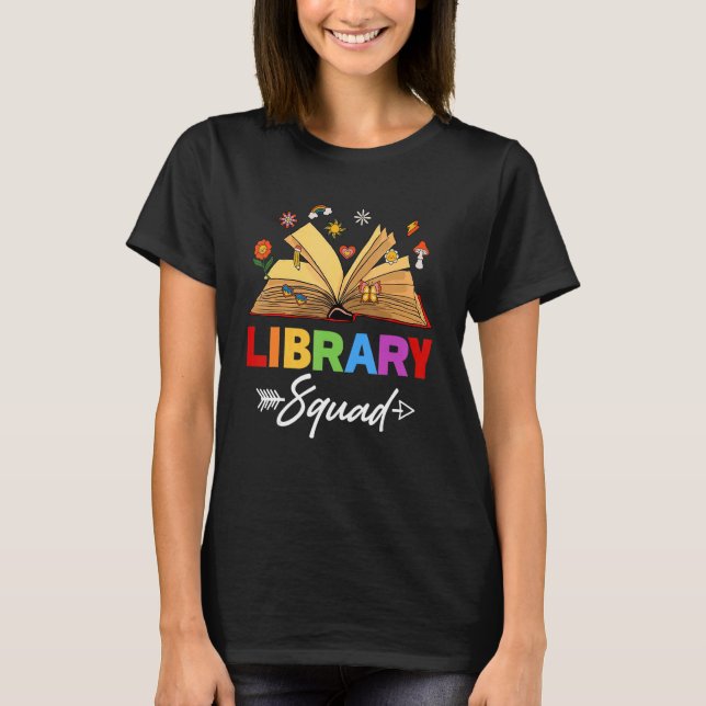 Library Squad Librarian Bookworm Book   Groovy T-Shirt (Vorderseite)