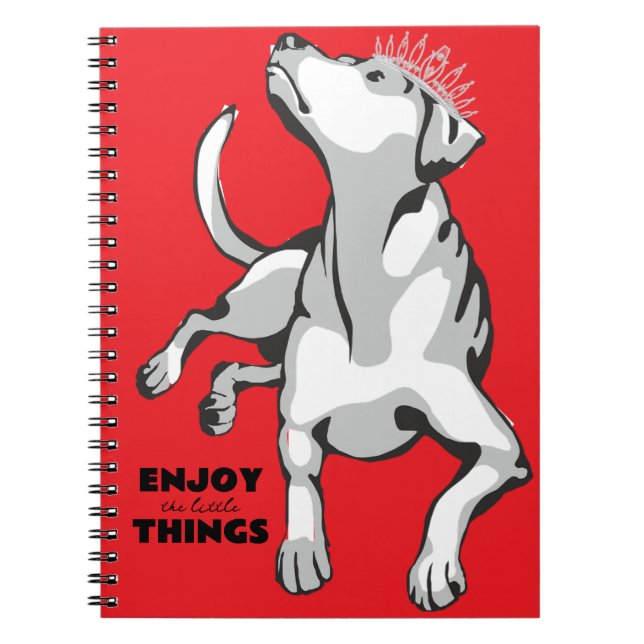 Libreta con imagen de perro blanco con fondo rojo notizblock (Vorderseite)