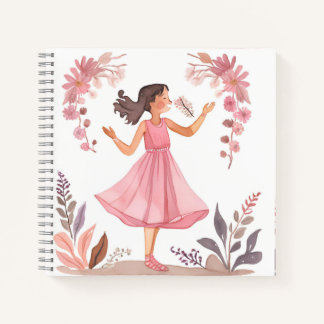 Libreta de chica en vestido rosa notizbuch