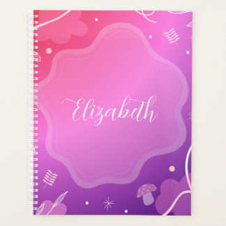 Libreta Kawaii Rosa y Morado con Nombre Planer