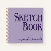 Libro bocetos lavanda 3D con nombre artista 