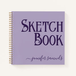 Libro bocetos lavanda 3D con nombre artista  Notizbuch