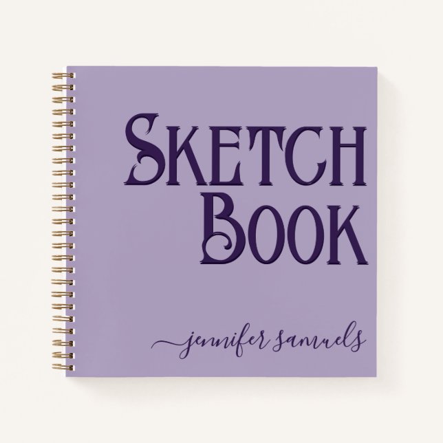 Libro bocetos lavanda 3D con nombre artista  Notizbuch (Vorderseite)