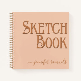 Libro bocetos naranja 3D con nombre artista  Notizbuch