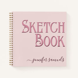 Libro de bocetos rosa letra 3D con nombre artista  Notizbuch