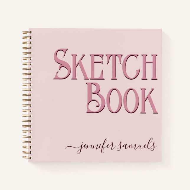 Libro de bocetos rosa letra 3D con nombre artista  Notizbuch (Vorderseite)