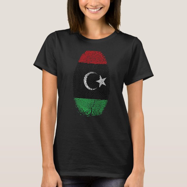 Libya Flag Fingerprint It is in my DNA Gift for Li T-Shirt (Vorderseite)