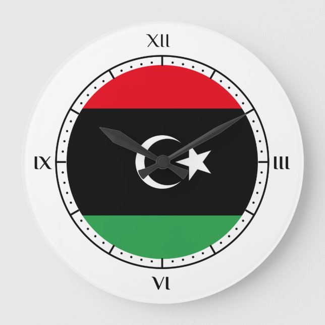 Libyan flag Clocks Große Wanduhr (Vorderseite)
