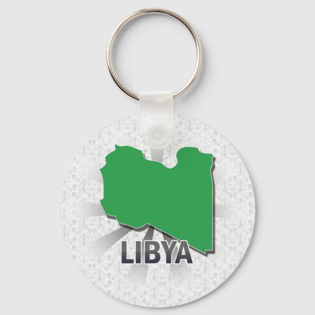 Libyen Flag Map 2.0 Schlüsselanhänger (Vorderseite)
