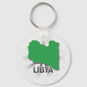 Libyen-Flaggen-Karte 2,0 Schlüsselanhänger