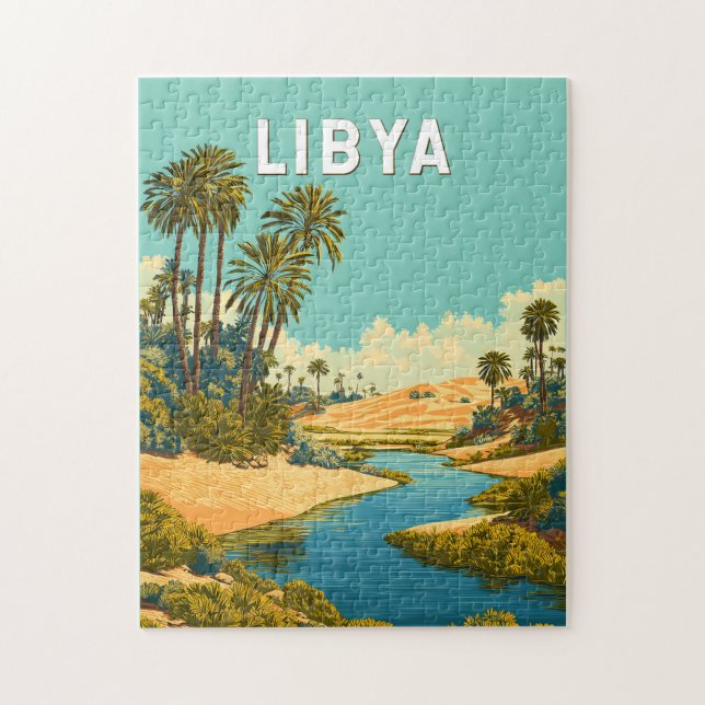 Libyen Illustration Reise Kunst Vintage (Vertikal)