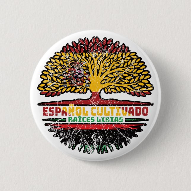 Libyen - Spanien - Roots-Flagge Button (Vorderseite)