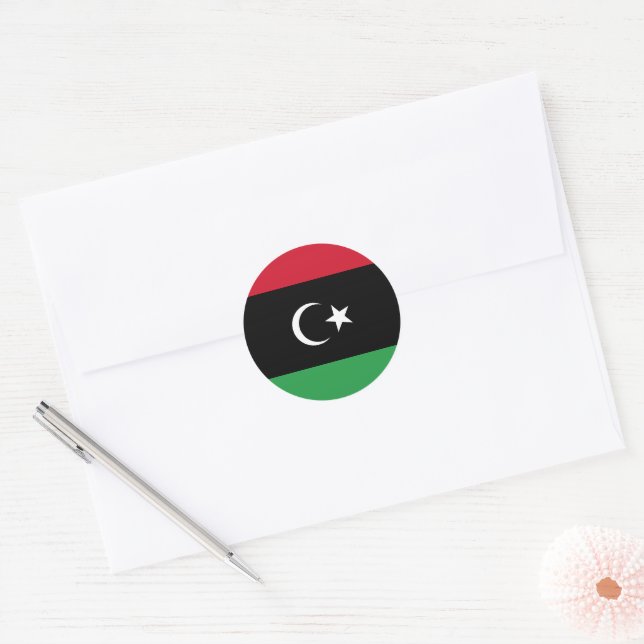 Libyenflagge Runder Aufkleber (Umschlag)