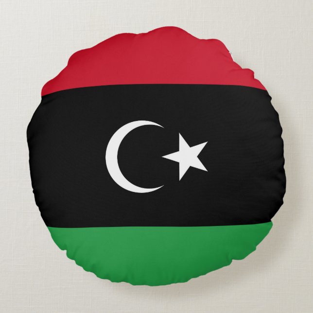 Libyenflagge Rundes Kissen (Rückseite)