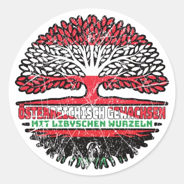 Libysch Libysch Österreichisch Österreich Baum Runder Aufkleber (Vorderseite)